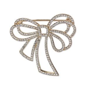 Charter Club Gold-Tone Pave Bow Pin, New in Box